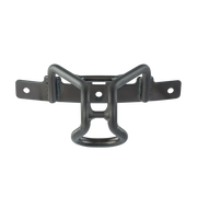 A black metal mounting bracket with a central protective cage and two flat mounting plates with screw holes, shown on a plain white background.
