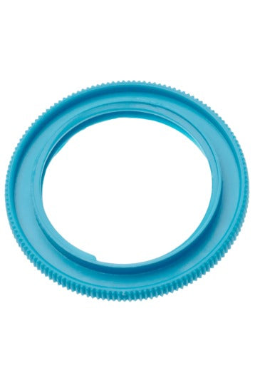 Duotone Air Port Valve II blue secure ring for a kite bladder, on a white background.