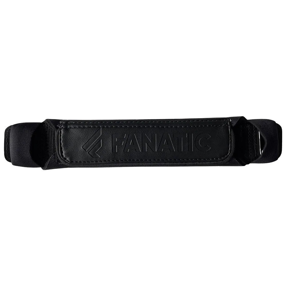 A black camera strap with an embossed 'FANATIC' logo on a clean white background.